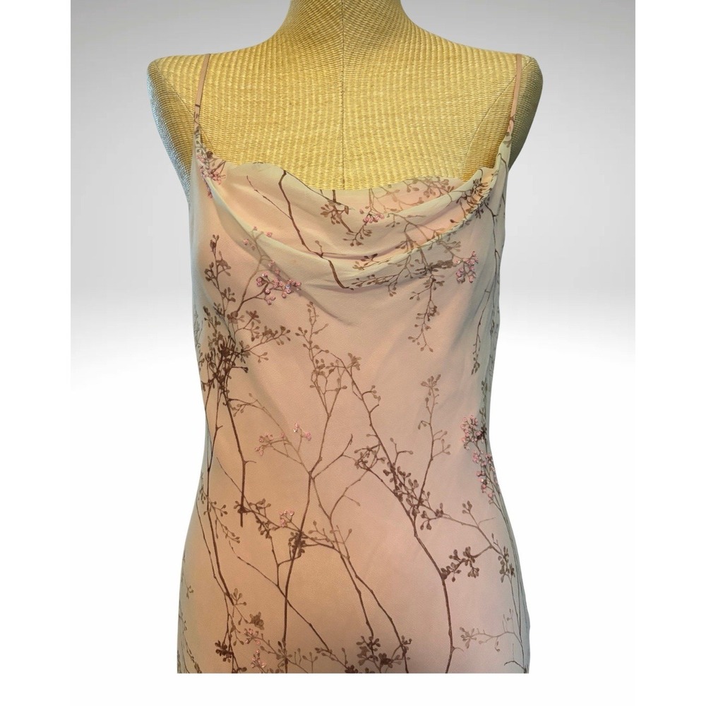 Y2K Laundry by Shelli Segal Silk Bead Dress Backless Light Pink Cherry Blossom 8 - Picture 6 of 8